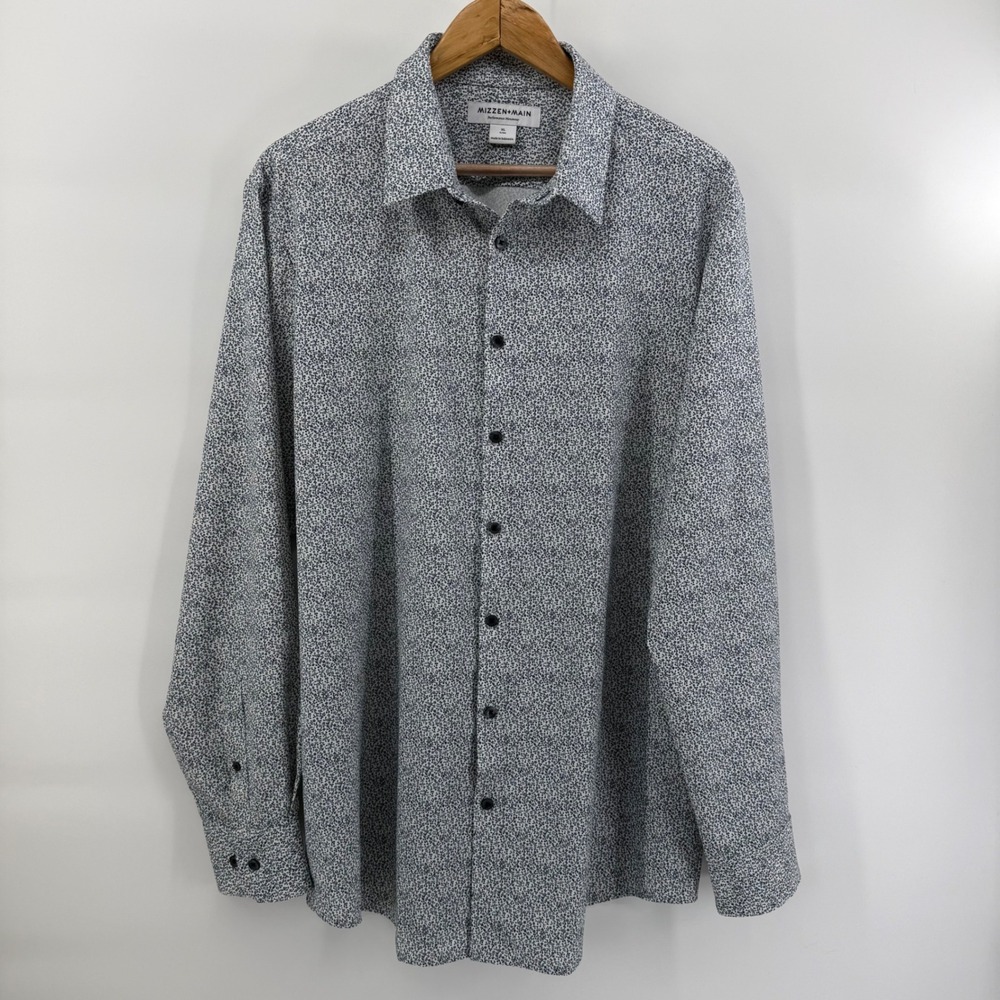 Mizzen+Main Mens XL Trim Leeward Performance Shirt Floral LEES2041005 White Blue